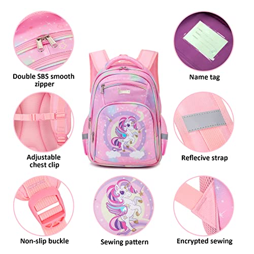 Robhomily Girls Backpack Unicorn Backpack for Elementary Kindergarten Pink Kids Backpack for Girls School Backpack Lightweight Bookbags