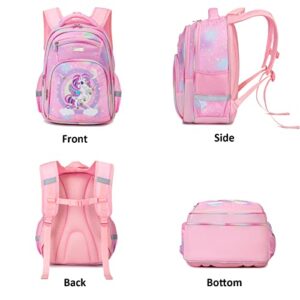 Robhomily Girls Backpack Unicorn Backpack for Elementary Kindergarten Pink Kids Backpack for Girls School Backpack Lightweight Bookbags