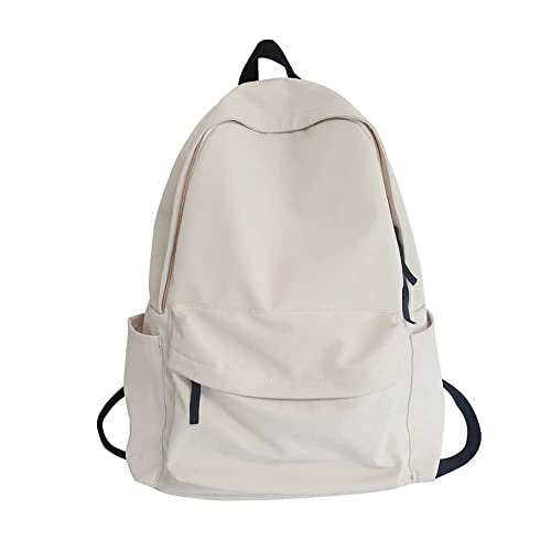 Simple plain color backpack Harajuku Korea Style, water resistance, lovely gift back to school for teenagers (white)