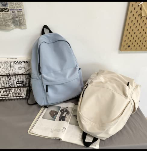 Simple plain color backpack Harajuku Korea Style, water resistance, lovely gift back to school for teenagers (white)