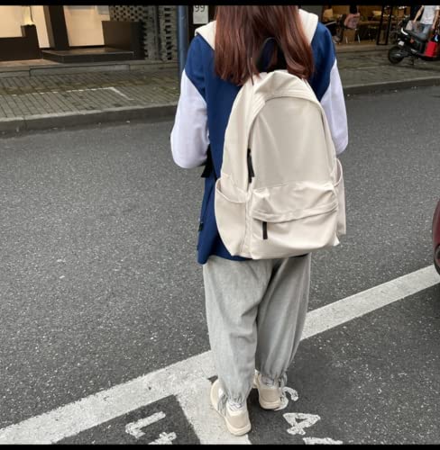 Simple plain color backpack Harajuku Korea Style, water resistance, lovely gift back to school for teenagers (white)