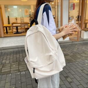 Simple plain color backpack Harajuku Korea Style, water resistance, lovely gift back to school for teenagers (white)