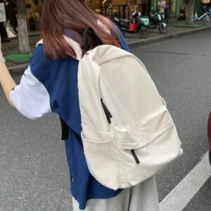 Simple plain color backpack Harajuku Korea Style, water resistance, lovely gift back to school for teenagers (white)