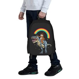 ALIFAFA Cute Sloth Ride Dinosaur School Backpack Rainbow Galaxy Bookbag for Boys Girls Elementary Middle High College School Casual Travel Bag Computer Laptop Daypack Rucksack, 17 Inch