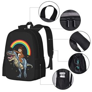 ALIFAFA Cute Sloth Ride Dinosaur School Backpack Rainbow Galaxy Bookbag for Boys Girls Elementary Middle High College School Casual Travel Bag Computer Laptop Daypack Rucksack, 17 Inch