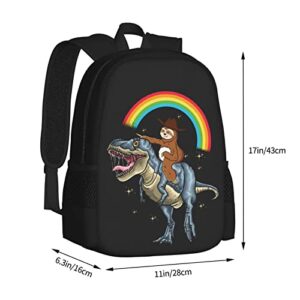 ALIFAFA Cute Sloth Ride Dinosaur School Backpack Rainbow Galaxy Bookbag for Boys Girls Elementary Middle High College School Casual Travel Bag Computer Laptop Daypack Rucksack, 17 Inch