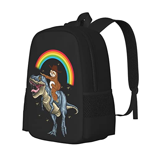 ALIFAFA Cute Sloth Ride Dinosaur School Backpack Rainbow Galaxy Bookbag for Boys Girls Elementary Middle High College School Casual Travel Bag Computer Laptop Daypack Rucksack, 17 Inch