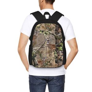 ALIFAFA Deer School Backpack Hunting Camo Deer Forest Tree Bookbag for Boys Girls Elementary Middle High College School Casual Travel Bag Computer Laptop Daypack Rucksack, 17 Inch