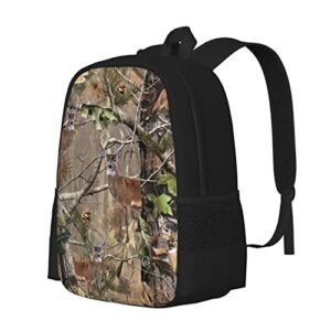 ALIFAFA Deer School Backpack Hunting Camo Deer Forest Tree Bookbag for Boys Girls Elementary Middle High College School Casual Travel Bag Computer Laptop Daypack Rucksack, 17 Inch