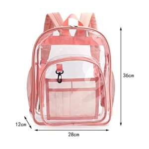 MJUNBOBU Clear Backpack Heavy Duty PVC Transparent Backpack for Girls (pink)