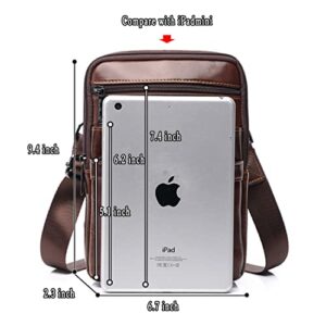 Cow Genuine Leather Sling Bag Outdoor Camping Crossbody Shoulder Chest Daypack 1-Brown