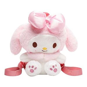 huositi pink and white plush backpack, cute cartoon character plush doll school bag for kids and girls (pink)
