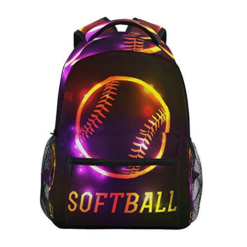 Krafig Sparkling Sport Softball Boys Girls Kids School Backpacks Bookbag, Elementary School Bag Travel Backpack Daypack