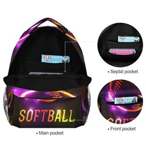 Krafig Sparkling Sport Softball Boys Girls Kids School Backpacks Bookbag, Elementary School Bag Travel Backpack Daypack