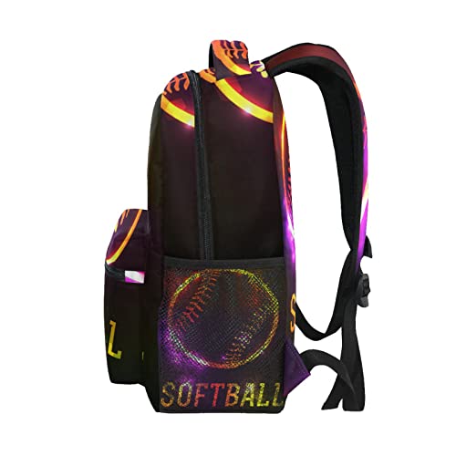 Krafig Sparkling Sport Softball Boys Girls Kids School Backpacks Bookbag, Elementary School Bag Travel Backpack Daypack