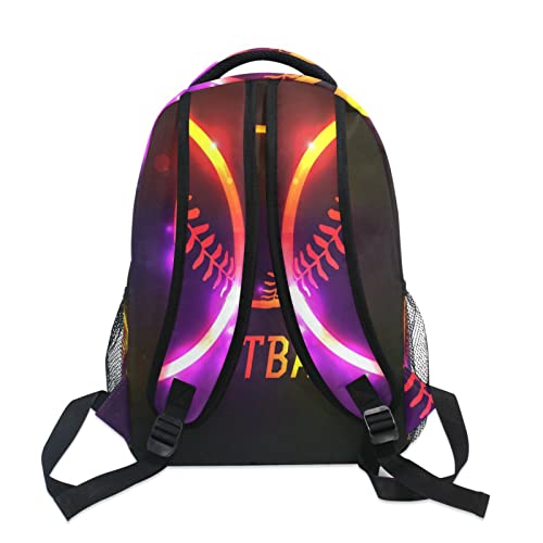 Krafig Sparkling Sport Softball Boys Girls Kids School Backpacks Bookbag, Elementary School Bag Travel Backpack Daypack