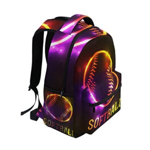 Krafig Sparkling Sport Softball Boys Girls Kids School Backpacks Bookbag, Elementary School Bag Travel Backpack Daypack