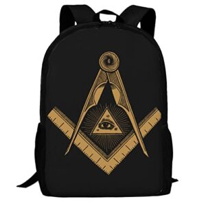 uiacom lightweight masonic freemason logo square and compasses and eye of providence school bag daypack college backpack for men women travel rucksack for sports high school middle bookbag