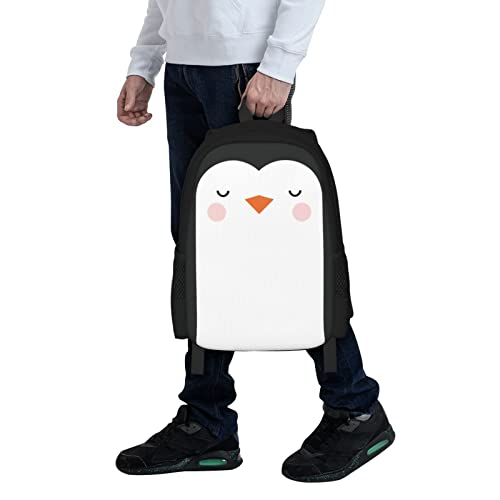 UIACOM Penguin School Backpack Cute Penguin Black White Pink Bookbag for Teens Kids Boys Girls, Large 17 inch Elementary Junior High University School Bag, Water Resistant Casual Travel Daypack