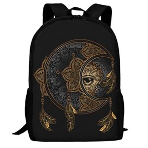 uiacom boho moon sun dream catcher backpack bookbag chic golden magic astrology mandala shoulder bags personalized laptop travel school bag for men women teens college