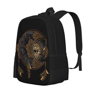 UIACOM Boho Moon Sun Dream Catcher Backpack Bookbag Chic Golden Magic Astrology Mandala Shoulder Bags Personalized Laptop Travel School Bag for Men Women Teens College