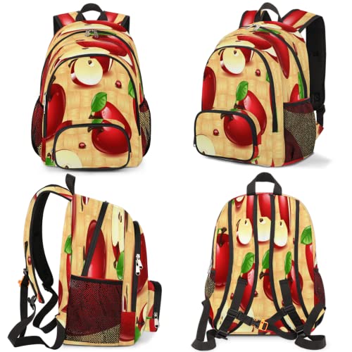 Apples Pattern Bookbag School Backpack Teens Girls Boys Schoolbag Shoulder Computer Hiking Gym Travel Casual Travel Daypack