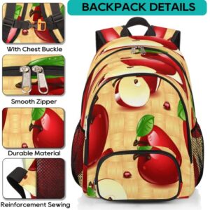 Apples Pattern Bookbag School Backpack Teens Girls Boys Schoolbag Shoulder Computer Hiking Gym Travel Casual Travel Daypack