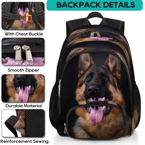 Dog German Shepherd Bookbag School Backpack Teens Girls Boys Schoolbag Shoulder Computer Hiking Gym Travel Casual Travel Daypack