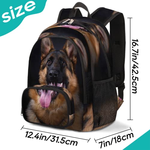 Dog German Shepherd Bookbag School Backpack Teens Girls Boys Schoolbag Shoulder Computer Hiking Gym Travel Casual Travel Daypack