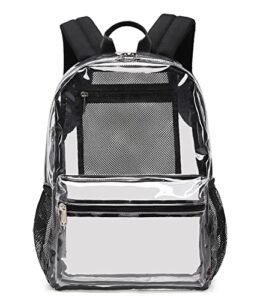 abshoo heavy duty clear backpack for school approved transparent clear bookbag (black)