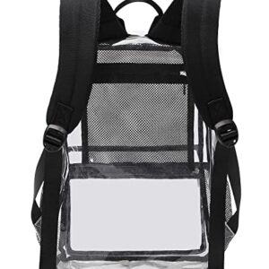 abshoo Heavy Duty Clear Backpack For School Approved Transparent Clear Bookbag (Black)