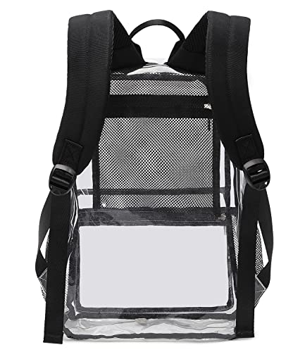 abshoo Heavy Duty Clear Backpack For School Approved Transparent Clear Bookbag (Black)