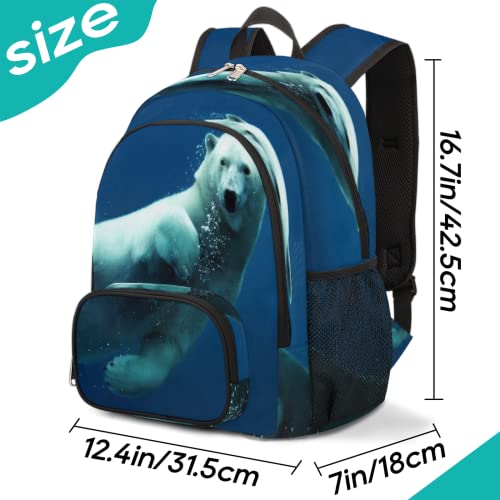 Cute Polar Bear Bookbag School Backpack Teens Girls Boys Schoolbag Shoulder Computer Hiking Gym Travel Casual Travel Daypack