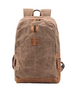 wudon canvas leather backpack for women - casual style shoulder rucksack for daypack vintage backpacks