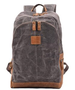wudon canvas leather backpack for women - casual style shoulder rucksack for daypack vintage backpacks