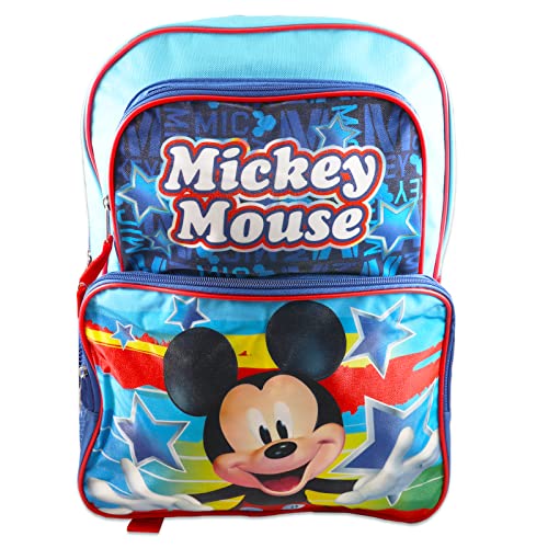 Disney Bundle Mickey Mouse Backpack for Kids, Toddlers - School Supplies with 16' Bag Plus Stickers, Water Bottle, and More (Mickey Travel Bag) Toddler