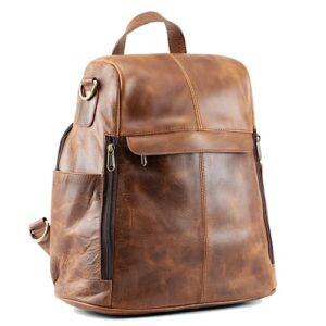 handmade world leather backpack convertible to purse shoulder bag full grain real leather travel versatile rucksack daypack