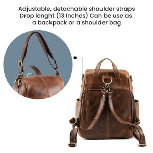 Handmade World Leather Backpack Convertible to Purse Shoulder Bag Full Grain Real Leather Travel Versatile Rucksack Daypack