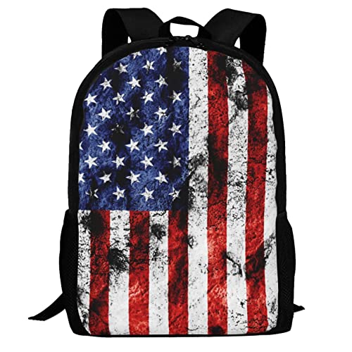 FREE LION Kids American Flag Backpack for Boys Girls Vintage Usa Flag Bookbags Elementary Middle High School Bag Large Capacity 17 inch Big Student Backpack for School and Travel