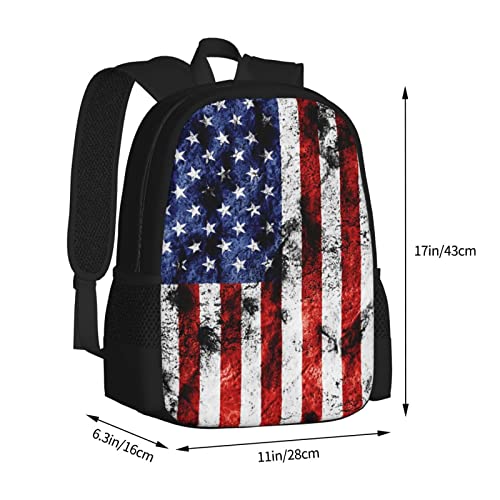 FREE LION Kids American Flag Backpack for Boys Girls Vintage Usa Flag Bookbags Elementary Middle High School Bag Large Capacity 17 inch Big Student Backpack for School and Travel