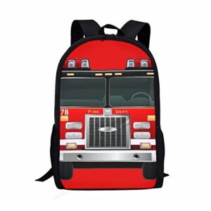 afpanqz fire truck design backpack for elementary school kids cute rucksack lightweight school bags bookbags backpacking soft daypack daily pack