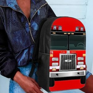 AFPANQZ Fire Truck Design Backpack for Elementary School Kids Cute Rucksack Lightweight School Bags Bookbags Backpacking Soft Daypack Daily Pack