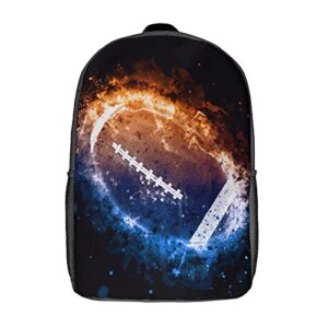 ONE TO PROMISE American Football School Backpack Watercolor Retro Burning American Football Shoulders Bags,Lightweight Commute Daypack Classic Bookbag for Teen Boys Girls High School Student,17 Inch