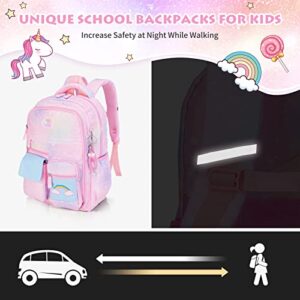 BYXEPA Girls Backpack, School Backpacks 16 * 11.5 * 7.5in for Girls, Cute Book Bag with Compartments for Girl Kid Students Elementary School, Pink