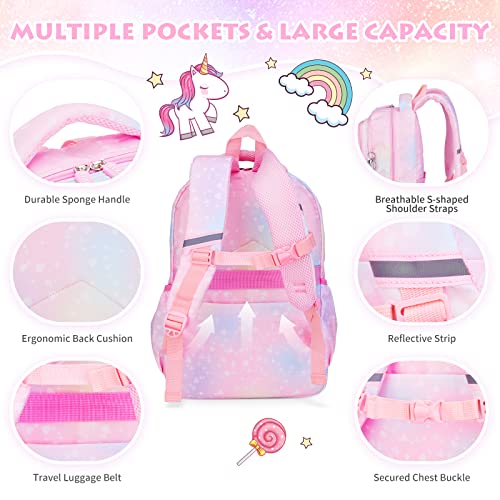 BYXEPA Girls Backpack, School Backpacks 16 * 11.5 * 7.5in for Girls, Cute Book Bag with Compartments for Girl Kid Students Elementary School, Pink