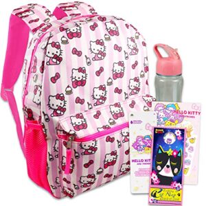 hello sanrio hello kitty backpack for boys girls kids - 6 pc bundle with 16 hello kitty school backpack bag, water bottle, stickers, and hello kitty travel bag