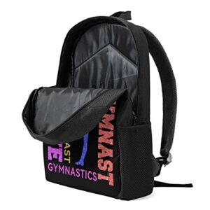 WZOMT Gymnastics Backpack for Girls Women, Colorful Love Gymnastics Gymnast on Black Bookbags Shoulder Schoolbag Rucksack Daypack Water Resistant Sport Hiking Travel Bags Gifts Large 17"
