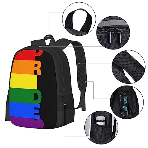 WZOMT Lgbtq Backpack Gay Pride Rainbow Stripe on Black Bookbag Lightweight Fashion Shoulder Bags Water Resistant Daypack Sport Laptop Travel Hiking Rucksack for Teens Adult Men Women Large 17"