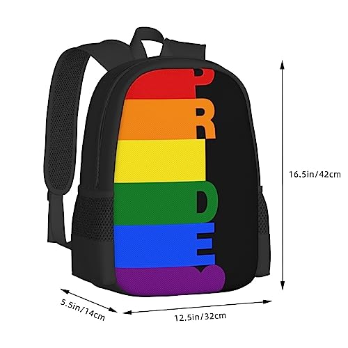 WZOMT Lgbtq Backpack Gay Pride Rainbow Stripe on Black Bookbag Lightweight Fashion Shoulder Bags Water Resistant Daypack Sport Laptop Travel Hiking Rucksack for Teens Adult Men Women Large 17"