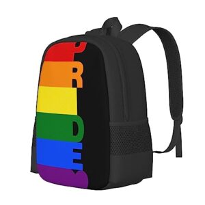 WZOMT Lgbtq Backpack Gay Pride Rainbow Stripe on Black Bookbag Lightweight Fashion Shoulder Bags Water Resistant Daypack Sport Laptop Travel Hiking Rucksack for Teens Adult Men Women Large 17"